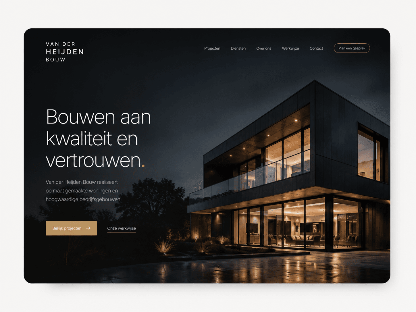 Website mockup voor een bouwbedrijf