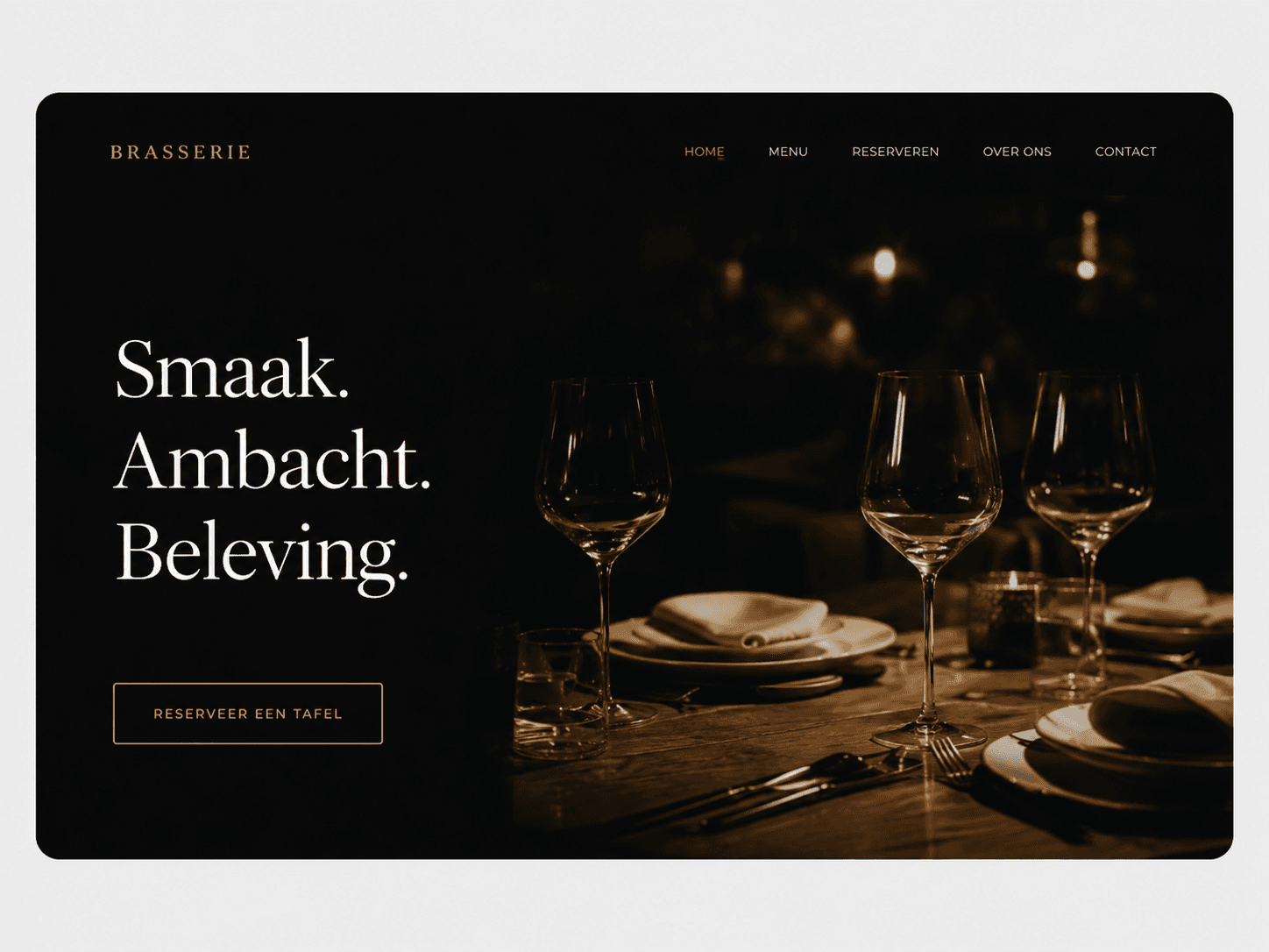 Website mockup voor een restaurant