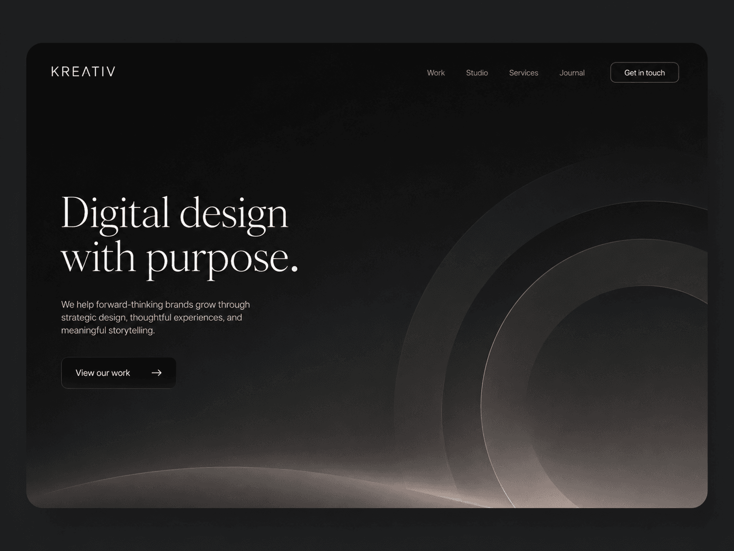 Website mockup voor een creatief studio