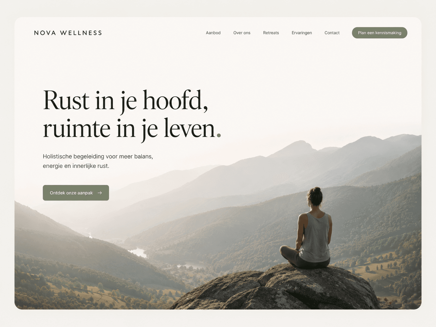Website mockup voor een wellness-studio